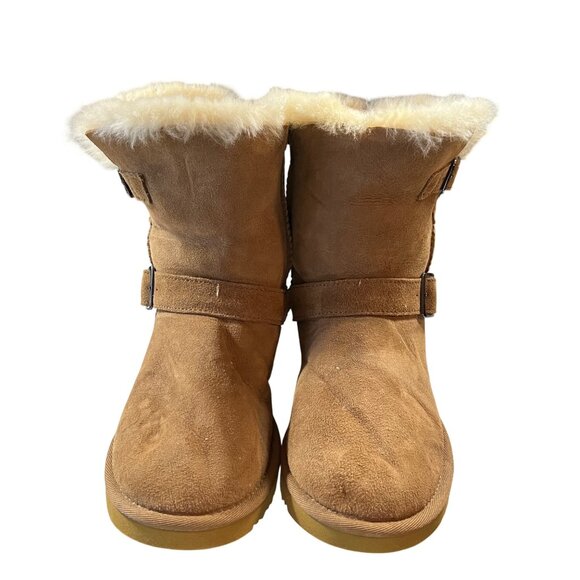 Unbranded Women's Shearling-Lined Suede Boots Size 6 with Buckle - Picture 2 of 7